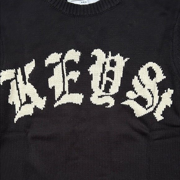 Key Street Black Crewneck Sweater with Bold Lettering, Size Small, NWT - Picture 3 of 12
